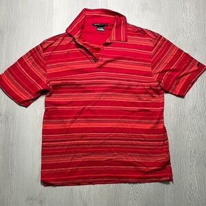NIKE TIGER WOODS COLLECTION POLO SHIRT RED STRIPE SHORT SLEEVE MENS M